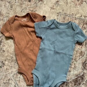 Carter's Ribbed One-Piece Bodysuits in Brown and Blue-Green